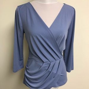 ANN TAYLOR Periwinkle Blue Surplice Wrap Top Sz S